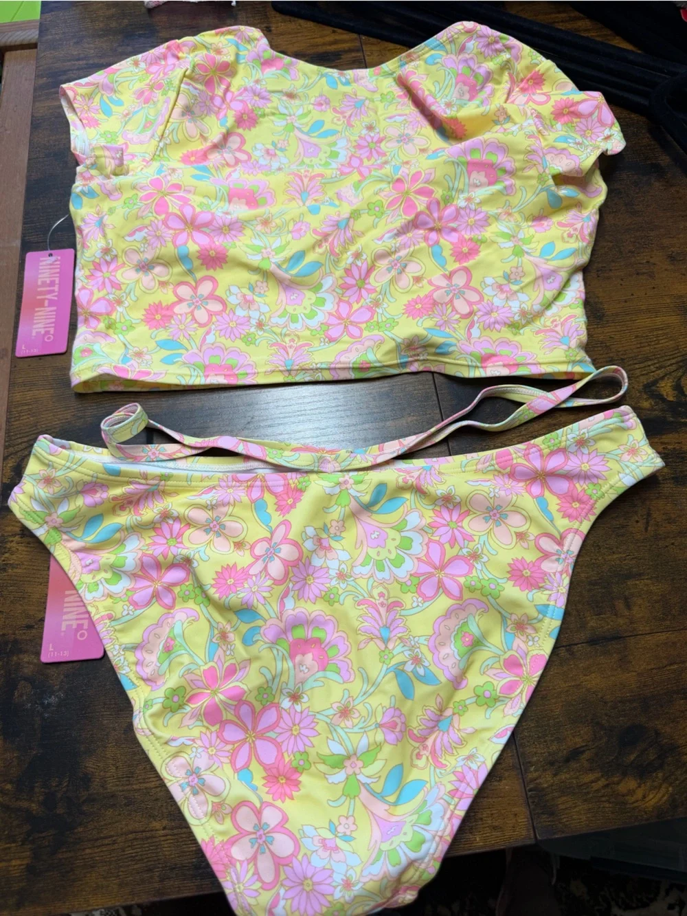 Women’s Floral Two-Piece Swim Set - Yellow & Pink